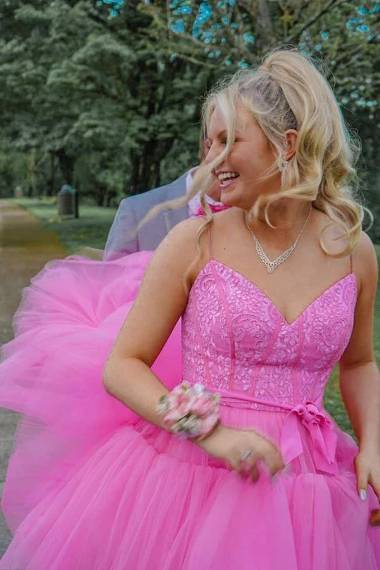 High Low Straps Prom Dress
