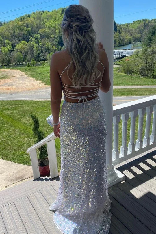 Mermaid Sequins Long Prom Dress with Slit