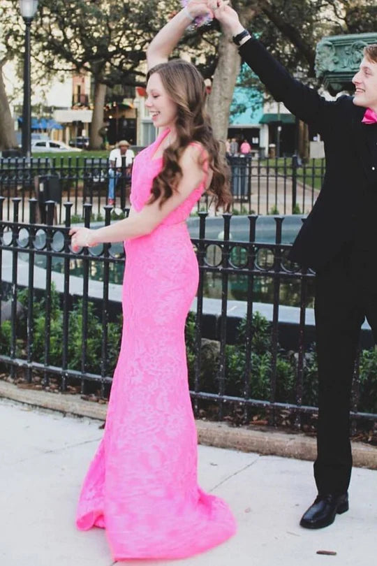 Two Piece Lace Mermaid Long Formal Dress