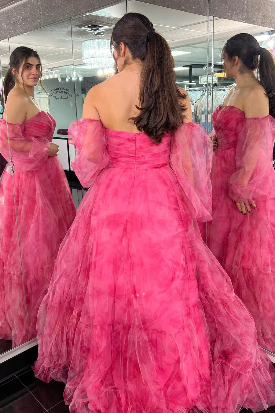 Print Sweetheart A-Line Long Prom Dress