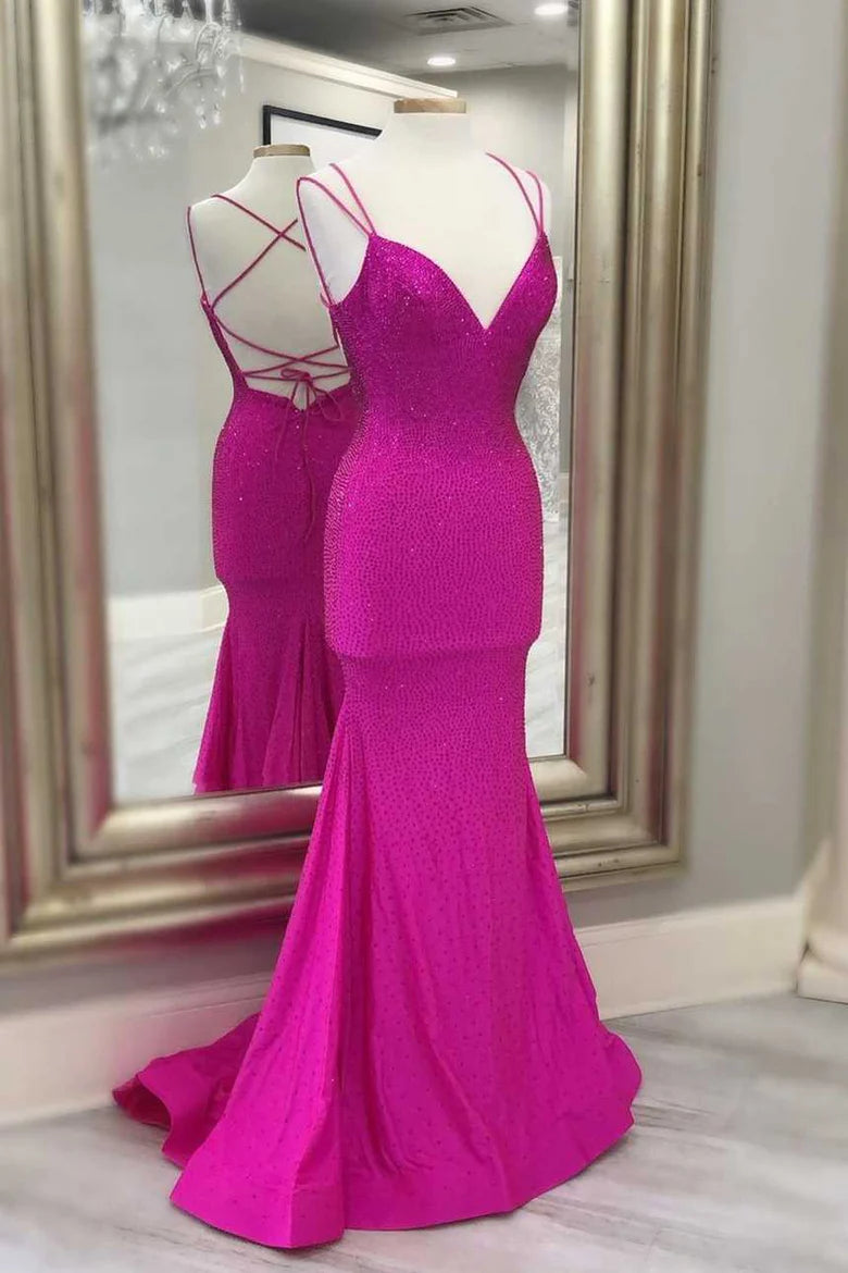 Elegant Beaded Mermaid Long Prom Dress