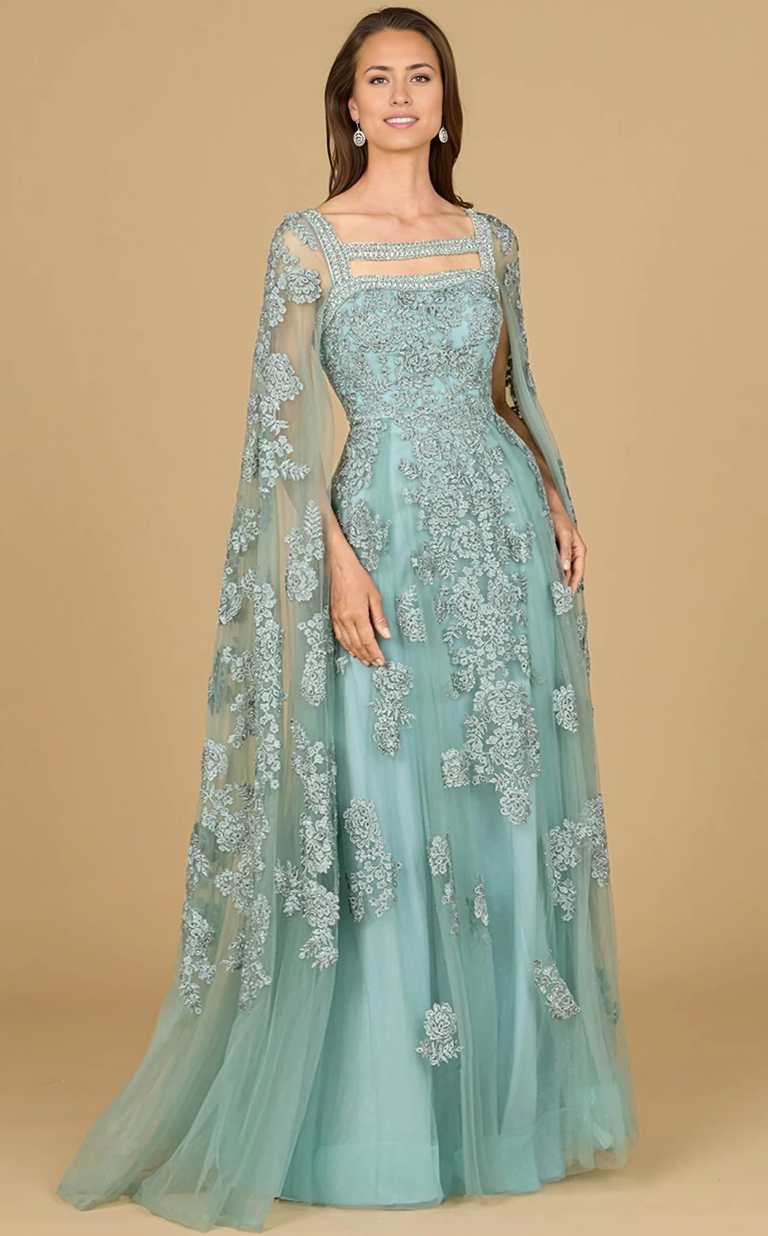 Wedding Guest Formal Dresses Unique Mother of the Bride Dress Elegant Lace Square Neck Dresses 