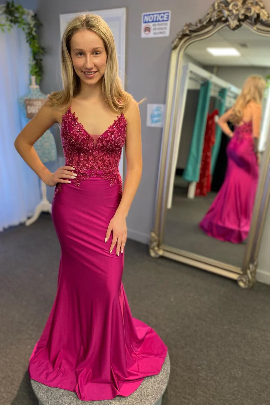 Mermaid Applique Cross-Back Long Prom Dress