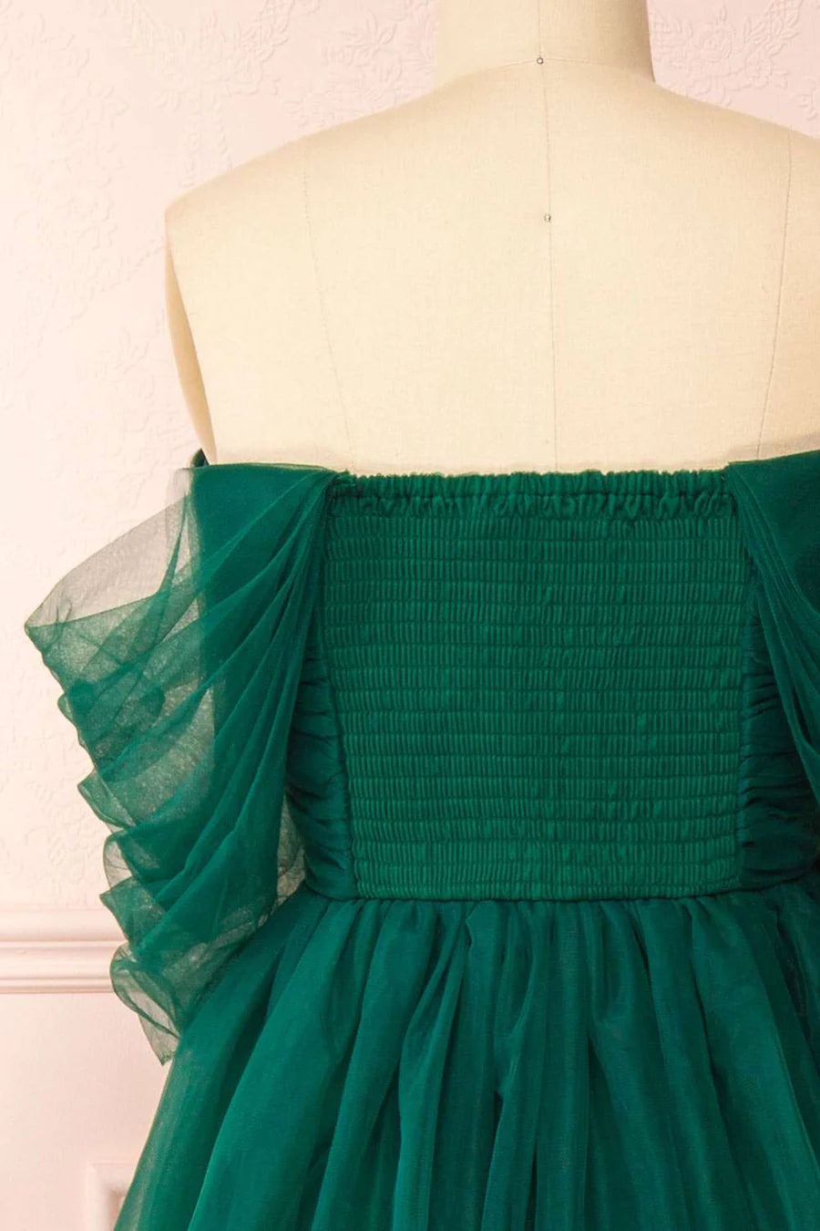 Tulle Off-the-Shoulder A-Line Tiered Prom Dress