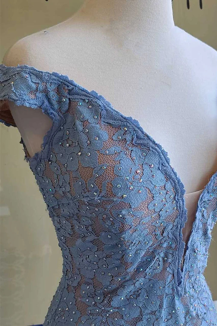 Off the Shoulder Lace Long Prom Dress