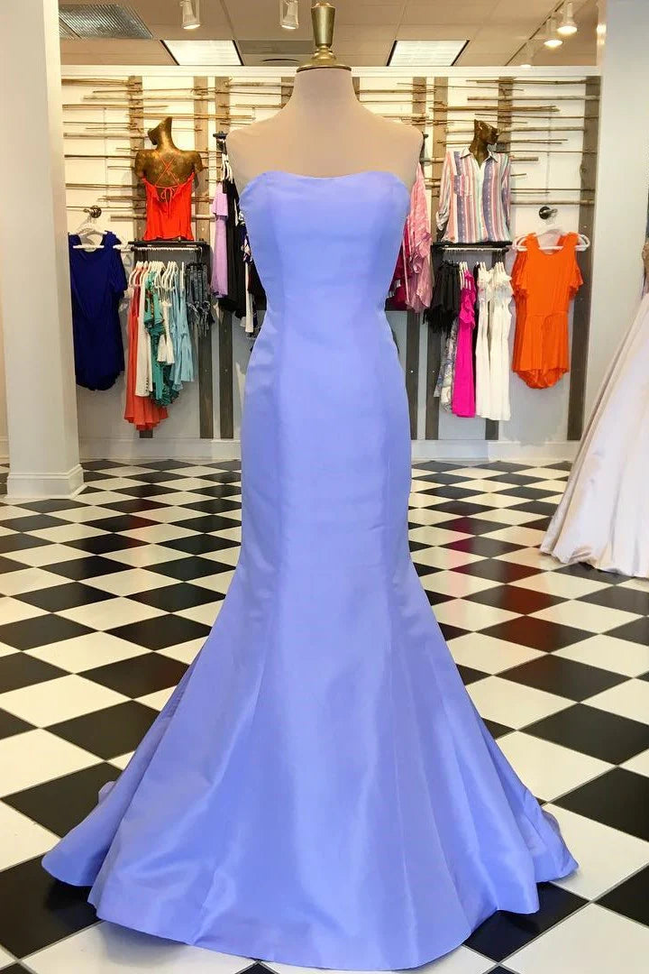 Elegant Strapless Satin Trumpet Long Formal Dress