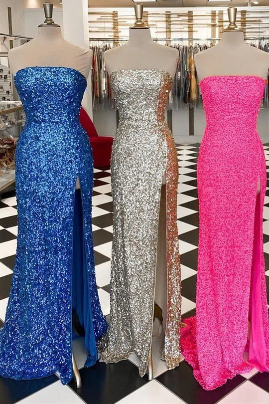 Strapless Sequins Mermaid Long Formal Dress