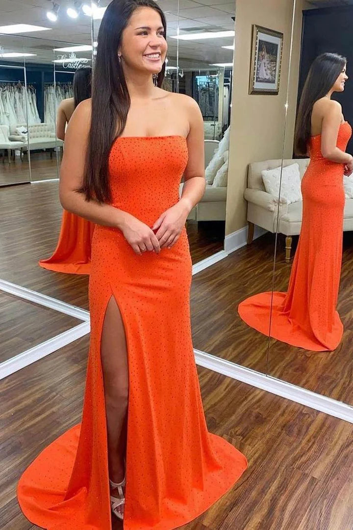 Mermaid Strapless Sequins Long Prom Dress