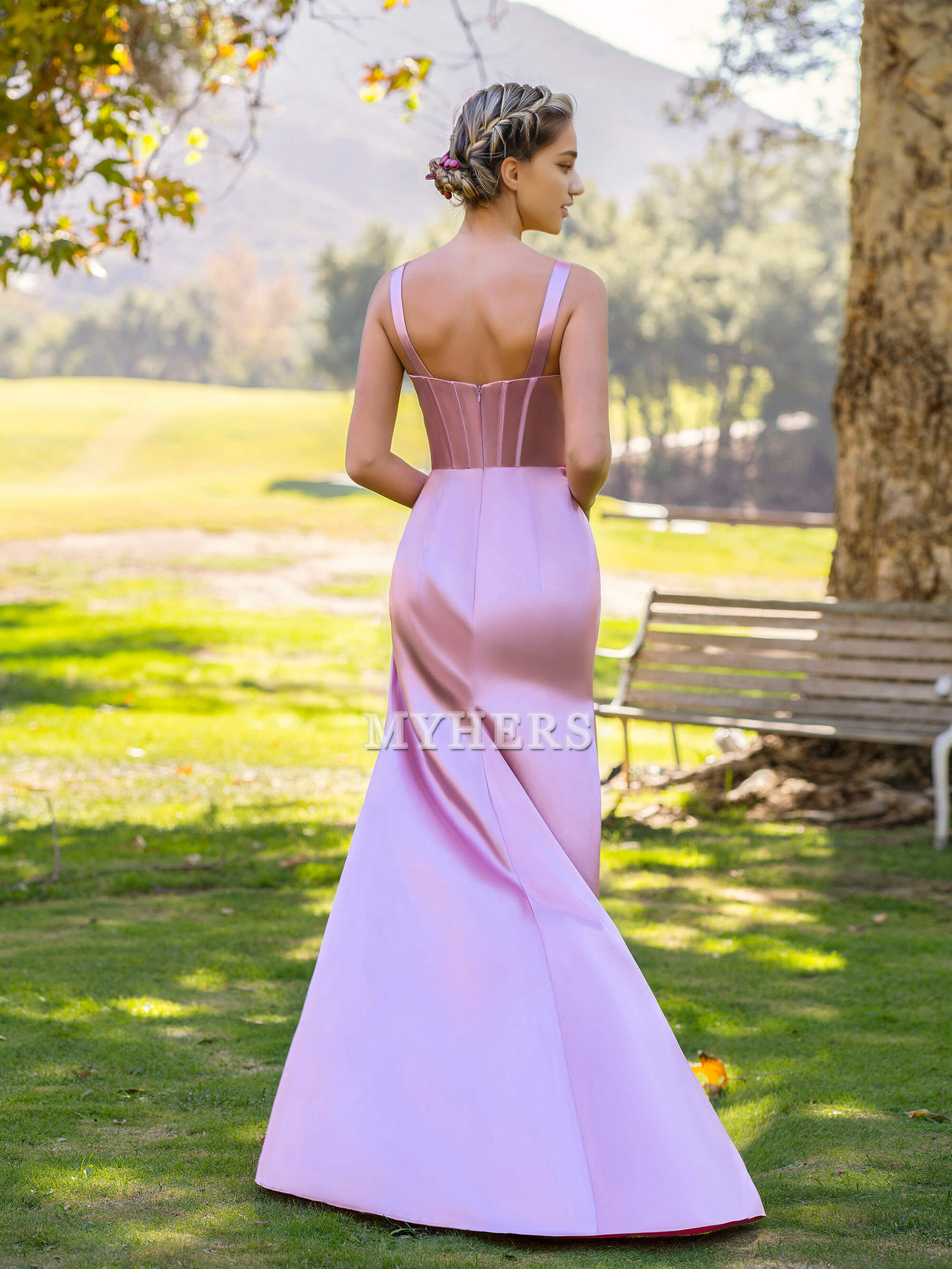 Formal Women's Dresses Wedding Guest Dresses Sheath Pleated V-neck Satin Floor Length Prom Dress Side Fork Exquisite Elegant Evening Dress
