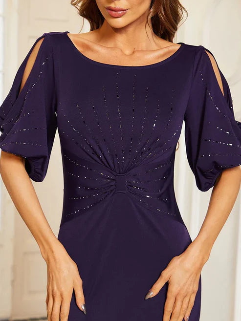 Trendy Round Neck Bodycon Wedding Guest Dress with Half Sleeves/Prom Dresses Party Dresses Wedding Guest Dresses