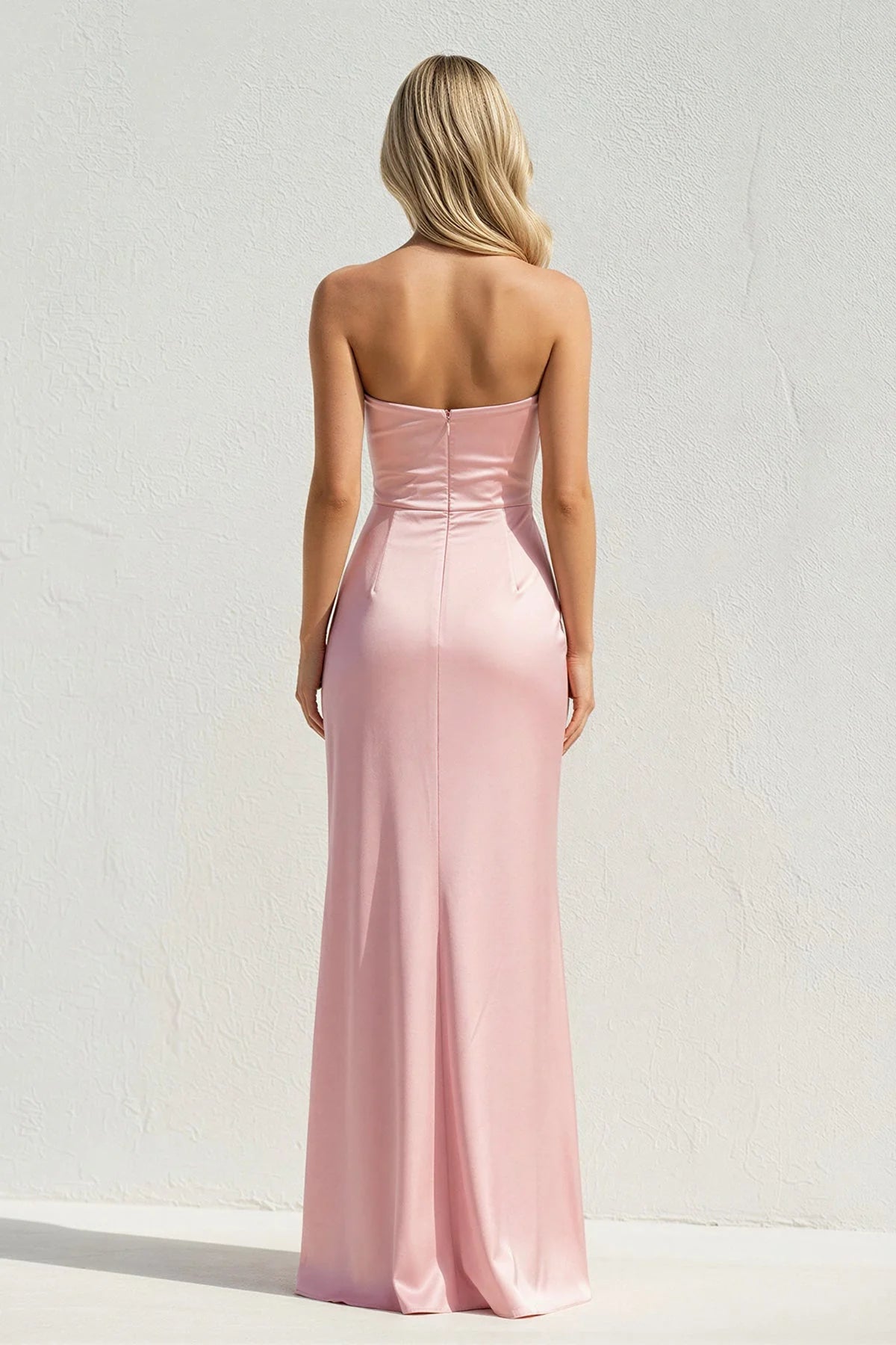 Elegant Satin Strapless Cutout-Bust Mermaid Long Evening Dress