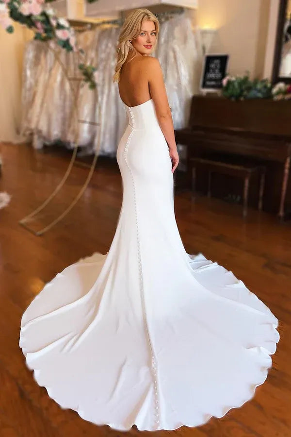 Mermaid Wedding Dresses White Boho Cathedral Train Lace Bridal Sleeveless Wedding Dress
