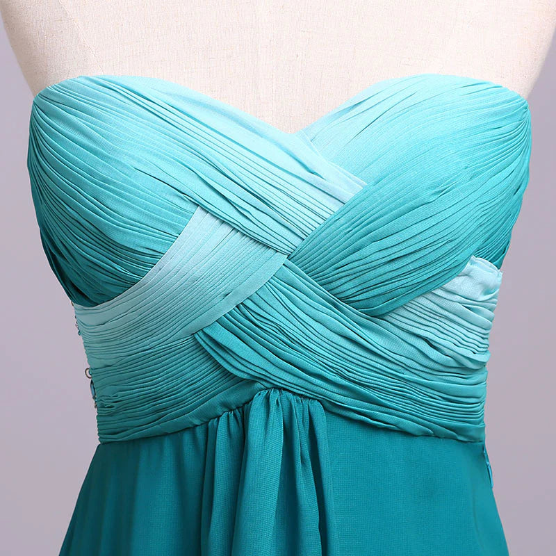 A-Line Strapless Long Chiffon Sequins Bridesmaid Dresses Formal Dresses