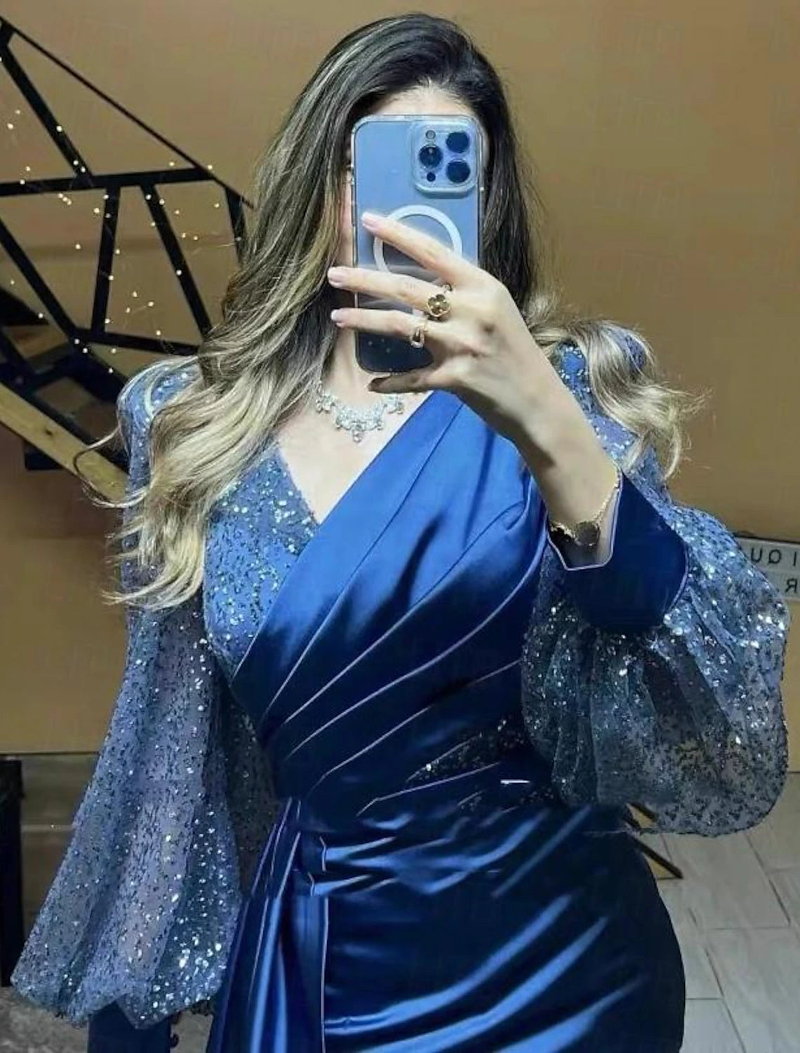 Sheath Mermaid Evening Dress Formal Black Tie V Neck Party Dress Floor Length Long Sleeve Prom Dress With Buttons Pearls