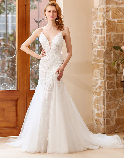 Mermaid Chruch Sweep Train Wedding Dress