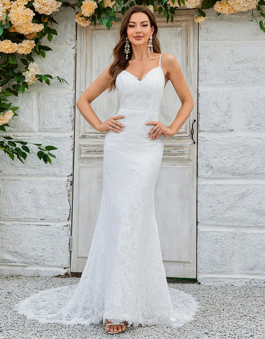 Mermaid Lace Backless Wedding Dress