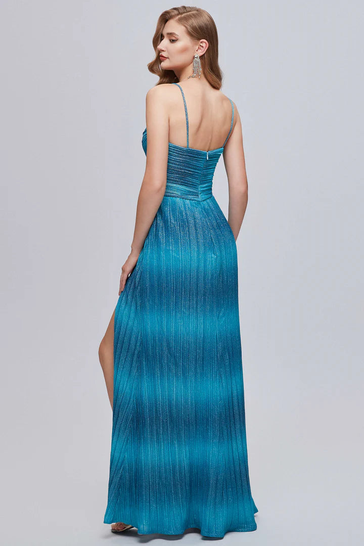 V-Neck Straps Sheath Long Formal Gown