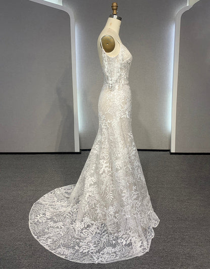 Cold Shoulder Backless Wedding Dress