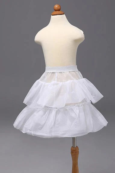 White Short Mini Flower Girl Dress Petticoat Double Layers Cocktail Dress Under Skirt