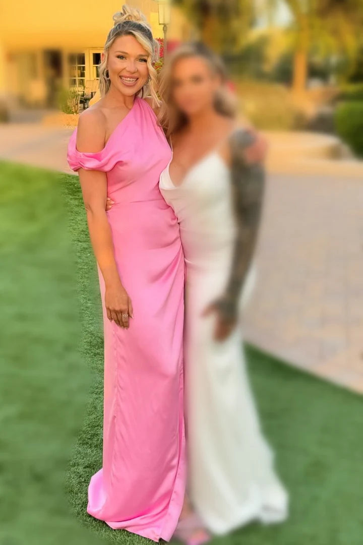 Asymmetrical Maxi Bridesmaid Dress with Slit