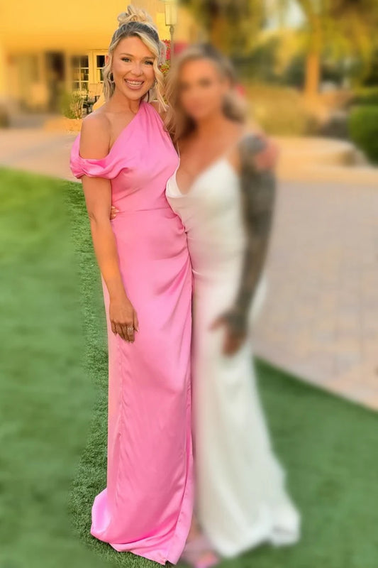 Asymmetrical Maxi Bridesmaid Dress with Slit