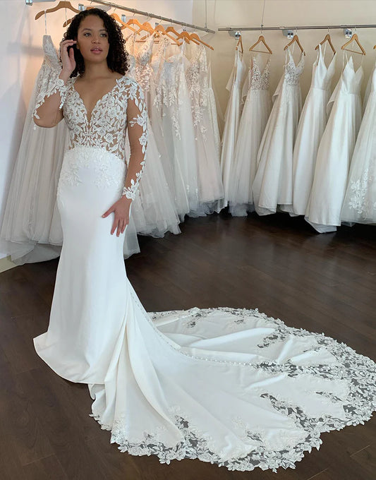 Mermaid Long Sleeves Lace Wedding Dress