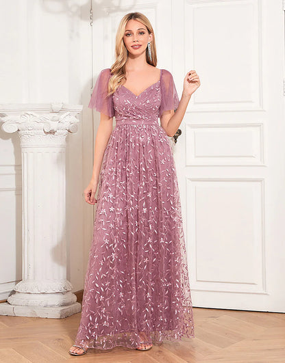 A-Line Dusty Rose Mother Of The Bride Dress with Appliques