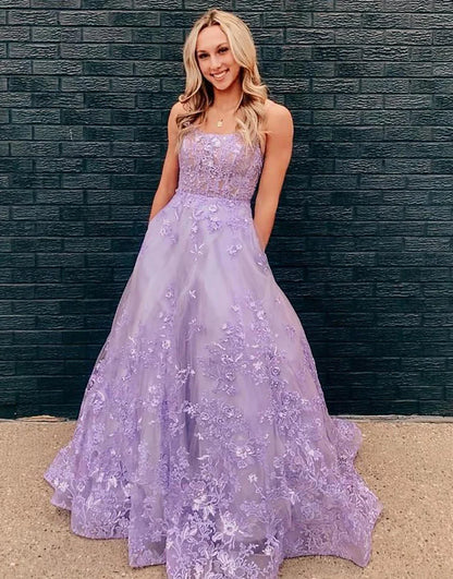 Tulle Prom Dress with Appliques