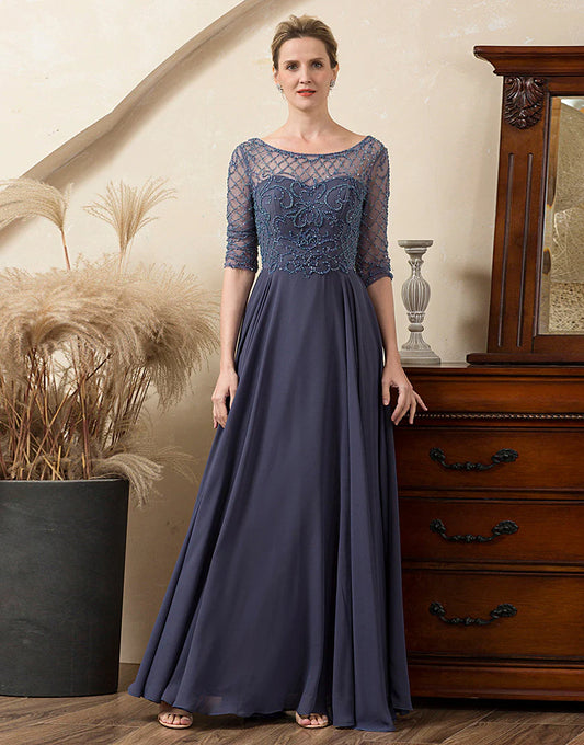 Beading Long Sleeves Mother of Bride Dress