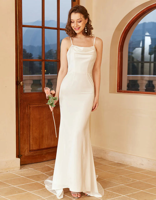 Spaghetti Straps Simple Wedding Dress