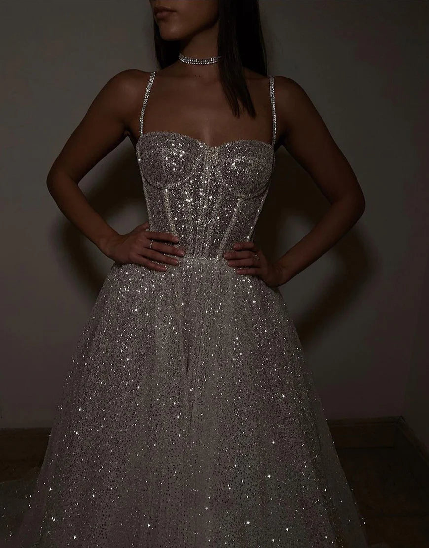 Sweetheart Sequin Glitter Wedding Dress