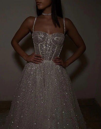 Sweetheart Sequin Glitter Wedding Dress