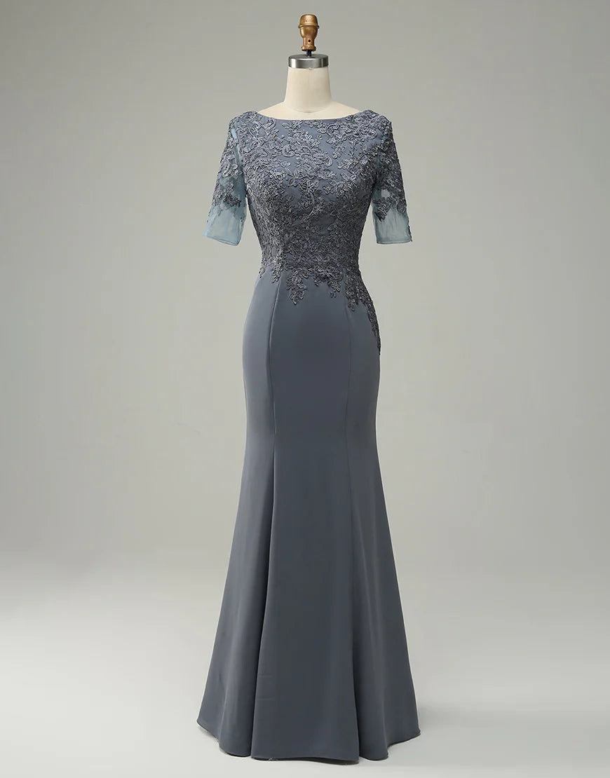 Grey Appliques Mother of Bride Dress