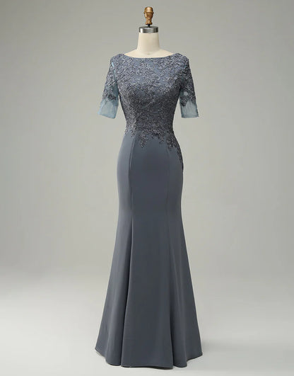 Grey Appliques Mother of Bride Dress