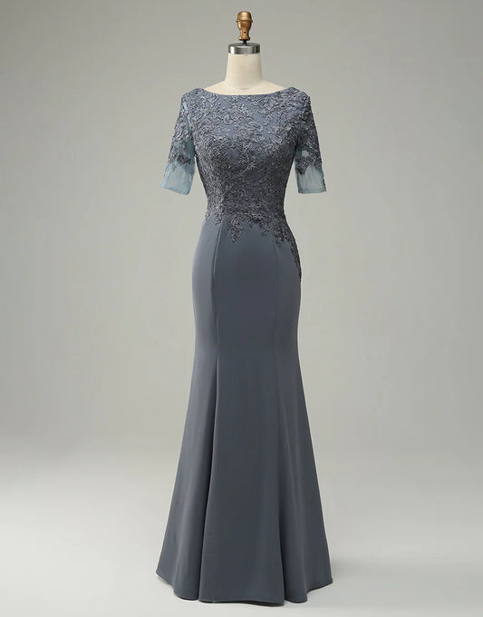 Grey Appliques Mother of Bride Dress