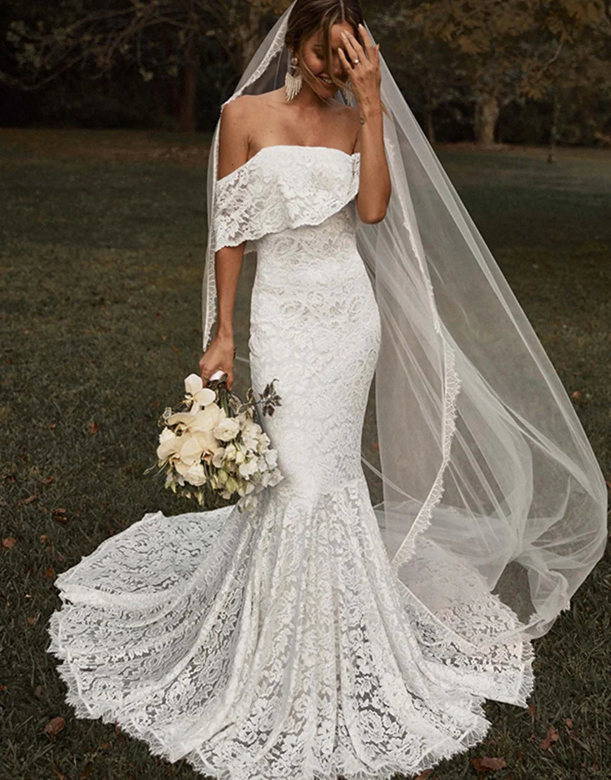 Mermaid Lace Bohemian Wedding Dress