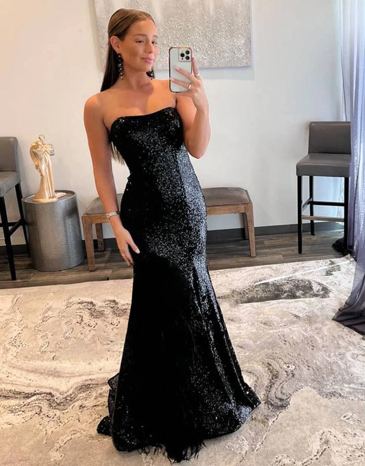 Strapless Sequin Mermaid Prom Dress