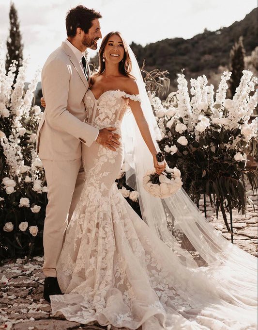 Mermaid Wedding Dress with 3D Appliques