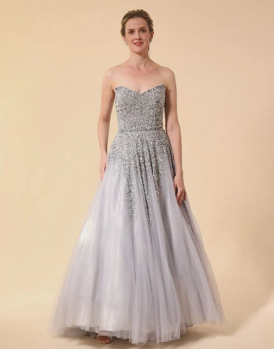 Grey Pink Mermaid Tulle Mother of the Bride Dress with Lace