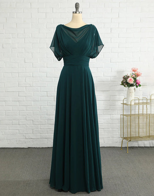 Round Neck Green Chiffon Mother of the Bride Dress