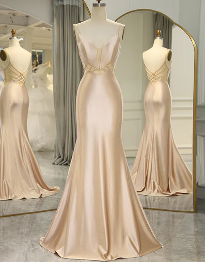 Spaghetti Straps Long Mermaid Prom Dress