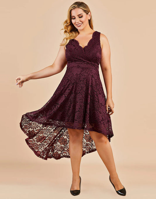 High Low Lace Plus Size Mother of the Bride Dress