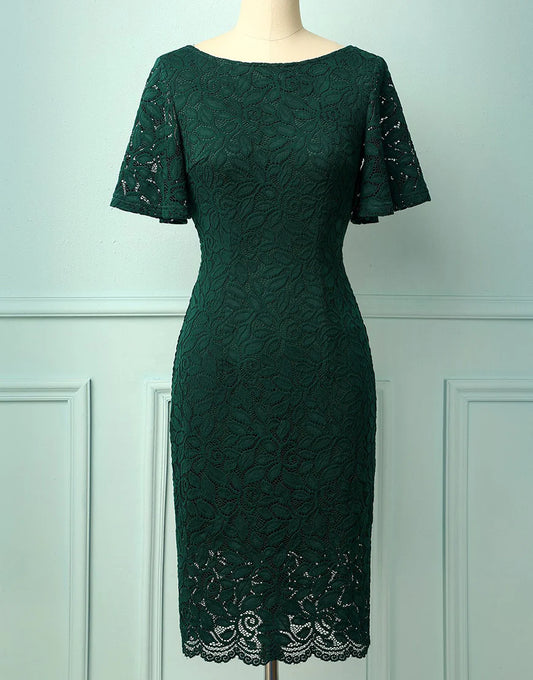 Dark Green Lace Mother of the Bride Dress