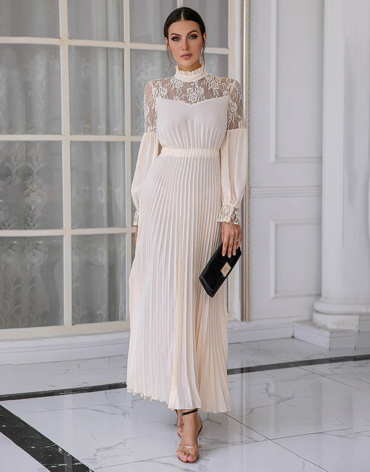 Apricot Long Sleeves Lace Mother Dress