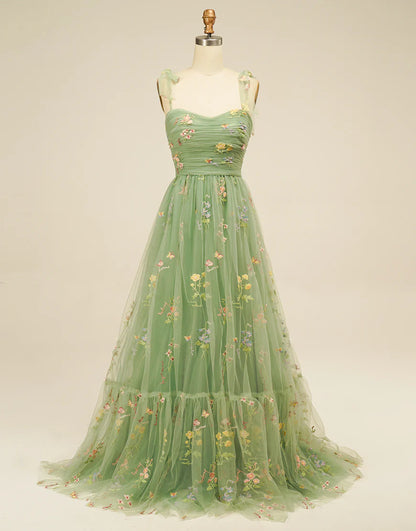 Sweetheart Embroidery Long Prom Dress