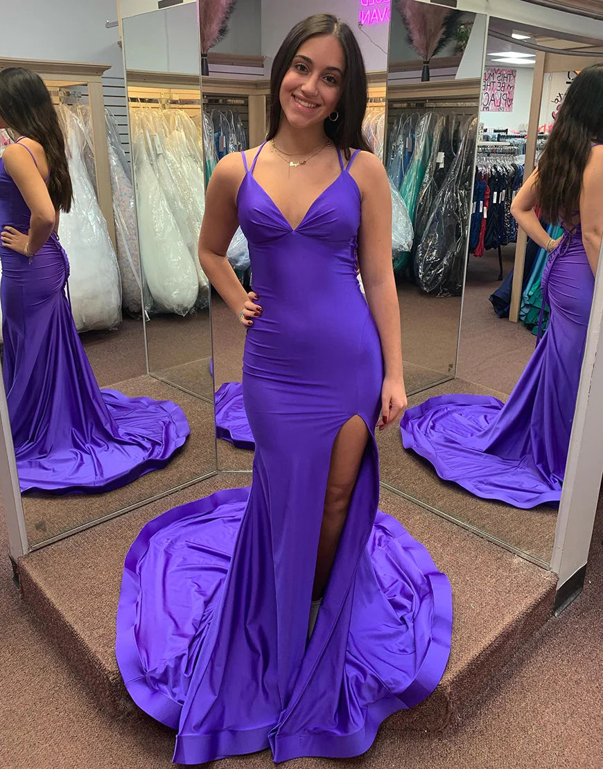 Mermaid Backless Long Prom Dress With Slit