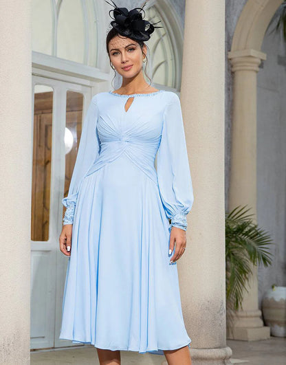 Sky Blue Chiffon Mother of the Bride Dress