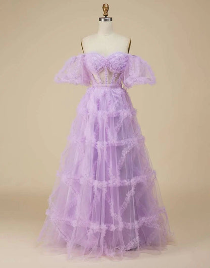 Tulle Sweetheart Cute Prom Dress with Sleeves