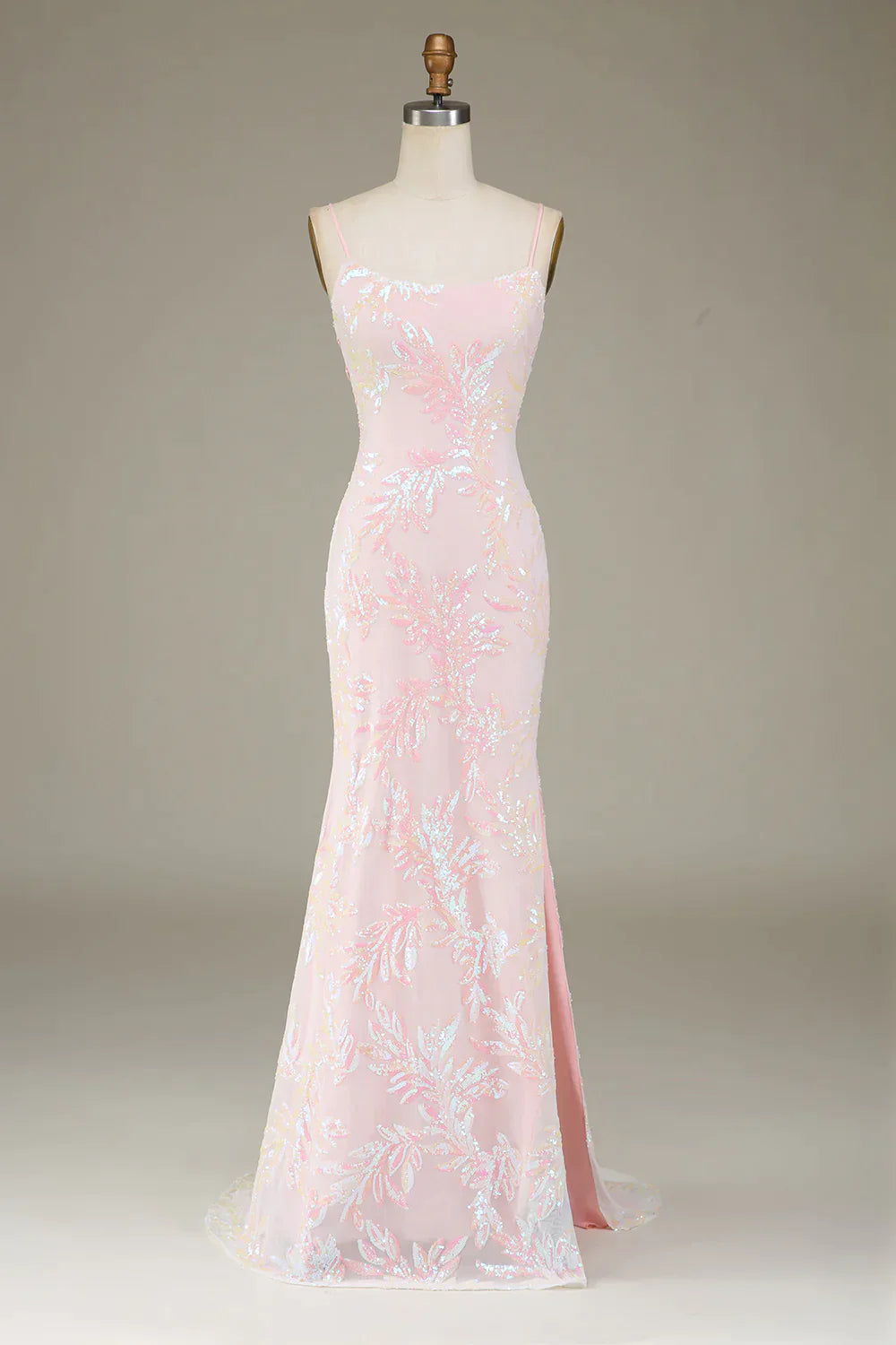 Mermaid Pink Long Prom Dress with Appliques With Slit