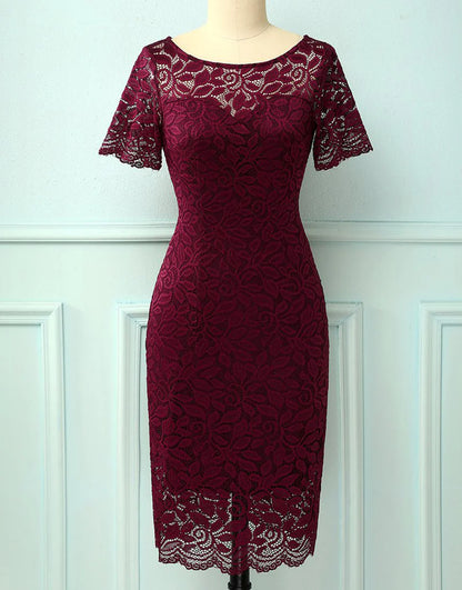 Lace Burgundy Mother of the Bride Dress